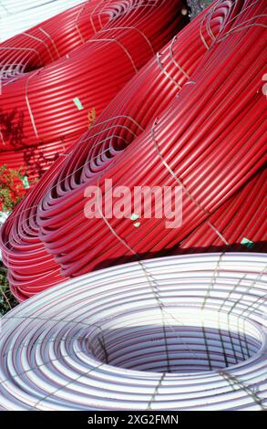 Faseroptik, Kunststoff-Rohre Stockfoto