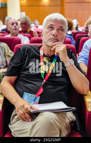 Rom, Italien. Juli 2024. Niki Vendola in Occasione dell'Assemblea Nazionale Sinistra Italiana SI A Roma, Sabato 06 Luglio 2024 (Foto Mauro Scrobogna/LaPresse) Niki Vendola anlässlich der Nationalversammlung der Sinistra Italiana SI in Rom, Samstag, 06. Juli 2024. (Foto: Mauro Scrobogna/LaPresse) Credit: LaPresse/Alamy Live News Stockfoto