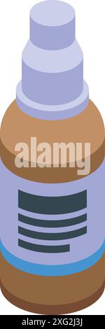 Braune medizinische Flasche mit blauem Etikett für Medikamente, Pillen, Kapseln oder Sirup Stock Vektor