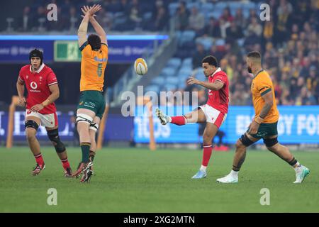 Sydney, Australien. Juli 2024. Ben Thomas von Wales tritt während des internationalen Testspiels zwischen Australien Wallabies und Wales am 6. Juli 2024 im Allianz Stadium in Sydney, Australien. Foto von Peter Dovgan. Nur redaktionelle Verwendung, Lizenz für kommerzielle Nutzung erforderlich. Keine Verwendung bei Wetten, Spielen oder Publikationen eines einzelnen Clubs/einer Liga/eines Spielers. Quelle: UK Sports Pics Ltd/Alamy Live News Stockfoto