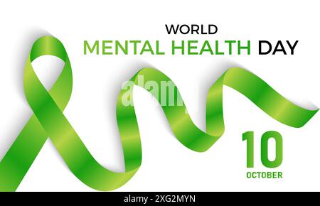 Welttag der psychischen Gesundheit am 10. oktober. Health Care Konzept Grußkarte, Poster, Farbband, Banner, Vektor-Vorlage. Stock Vektor