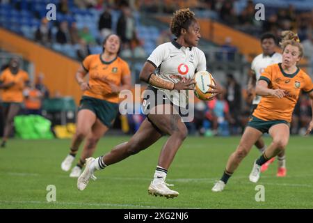 Sydney, Australien. Juli 2024. Adita Milinia von der Fidschi-Rugby-Mannschaft wird während des Women's Rugby Internationals-Spiels zwischen Australien und Fidschi im Allianz-Stadion gezeigt. Endpunktzahl: Australien 64:5 Fidschi. Quelle: SOPA Images Limited/Alamy Live News Stockfoto