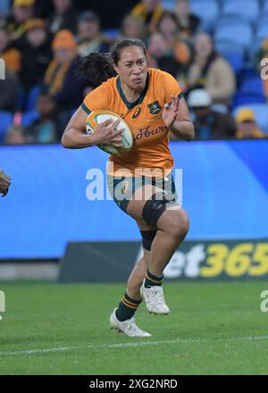 Sydney, Australien. Juli 2024. Die australische Rugbymannschaft Cecilia Smith wird während des Women's Rugby Internationals Matches zwischen Australien und Fidschi im Allianz Stadium in Aktion gesehen. Endpunktzahl: Australien 64:5 Fidschi. (Foto: Luis Veniegra/SOPA Images/SIPA USA) Credit: SIPA USA/Alamy Live News Stockfoto