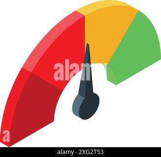 Das isometrische Bonitätsmessgerät zeigt mit Farbcodes ein zunehmendes Risiko an Stock Vektor