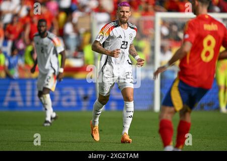 Stuttgart, Deutschland. Juli 2024. Robert Andrich (23) aus Deutschland, dargestellt während eines Fußballspiels zwischen den Nationalmannschaften Spaniens und Deutschlands im Viertelfinale des Turniers UEFA Euro 2024, am Freitag, den 5. Juli 2024 in Stuttgart. Quelle: Sportpix/Alamy Live News Stockfoto