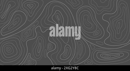 Topographisches Vektorkartenmuster. Abstrakter Berggeländekartenhintergrund mit abstrakter Linienstruktur. Stock Vektor