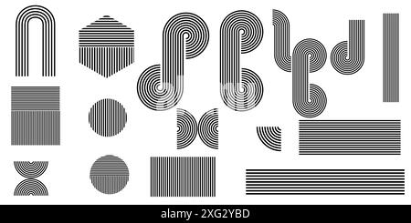 Set aus Zen-Bogen, verschiedenen Formen von Linienelementen Stock Vektor