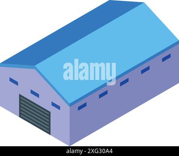 Diese isometrische Abbildung zeigt ein großes Lagerlager mit geschlossenen Toren Stock Vektor