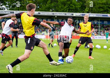 Dordrecht, Niederlande. Juli 2024. Dordrecht - Antoni Milambo aus Feyenoord während des ersten Freundschaftsspiels zur Vorbereitung der Eredivisie-Saison 2024/2025 zwischen dem FC Dordrecht und Feyenoord im M-Scores Stadion am 6. Juli 2024 in Dordrecht, Niederlande. Credit: Box to Box Pictures/Alamy Live News Stockfoto