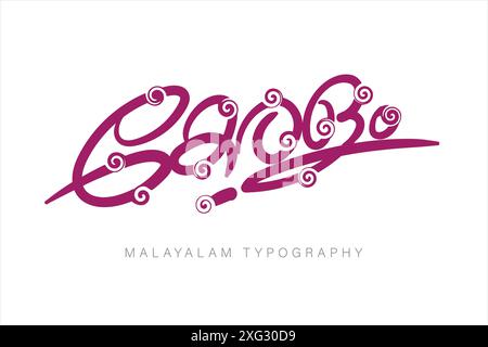 Malayalam Typografie Letterstil. Stock Vektor