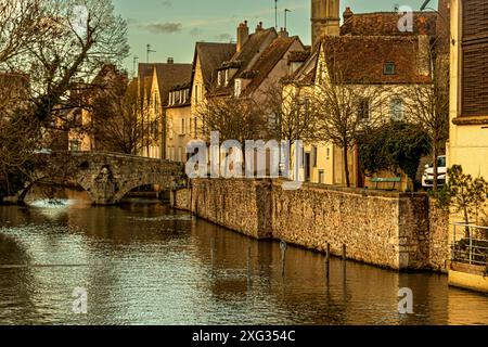 Der Fluss Eure bei Chartres, Frankreich Stockfoto