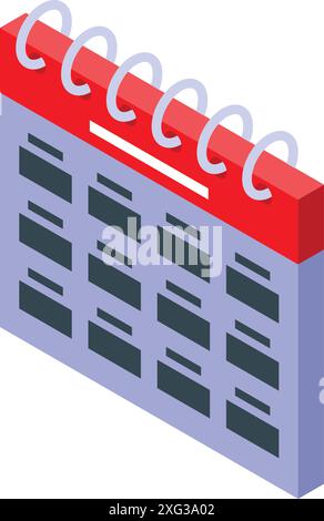 Der rote Spiralkalender oben mit leeren Datumsangaben ist perfekt für Projekte im Zusammenhang mit Zeitmanagement, Terminplanung und Organisation Stock Vektor