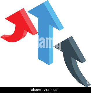 Unterschiedlich farbige Pfeile, die nach oben und unten zeigen und die Marktvolatilität darstellen Stock Vektor