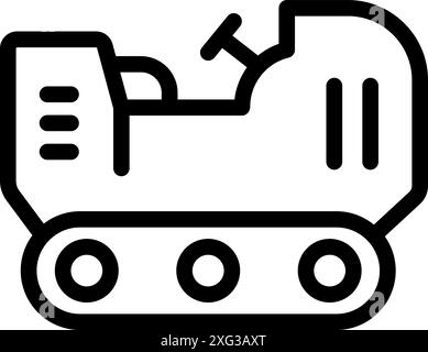 Linienkartensymbol eines Baubaggers, der auf einer Baustelle arbeitet Stock Vektor