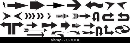 Pfeilsymbole gesetzt. Arrow Collection Set im flachen Stil für Webdesign. Stock Vektor