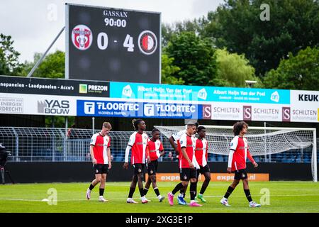 Dordrecht, Niederlande. Juli 2024. Dordrecht - Feyenoord gewinnt 0-4 während des ersten Freundschaftsspiels zur Vorbereitung der Eredivisie-Saison 2024/2025 zwischen dem FC Dordrecht und Feyenoord am 6. Juli 2024 im M-Scores Stadion in Dordrecht, Niederlande Credit: Box to Box Pictures/Alamy Live News Stockfoto