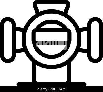 Einfaches Wasserzähler-Symbol, das den Anschlusspunkt der Leitungen anzeigt Stock Vektor