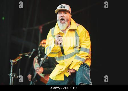 DÄNEMARK COPENAGHEN, COPENHELL FESTIVAL 19. JUNI: FRED DURST. Sänger der amerikanischen Nu-Metal-Band Limp Bizkit, live auf der Bühne beim Copenhell Festival 2024 Stockfoto