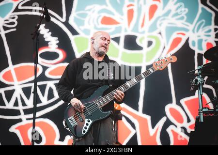 DÄNEMARK COPENAGHEN, COPENHELL FESTIVAL 19. JUNI: SAM RIVERS. Bassit der amerikanischen Nu-Metal-Band Limp Bizkit, live auf der Bühne beim Copenhell Festival 2024 Stockfoto