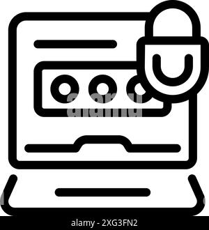 Laptop mit passwortgeschütztem Anmeldebildschirm mit Vorhängeschloss-Symbol, Datenschutzkonzept Stock Vektor