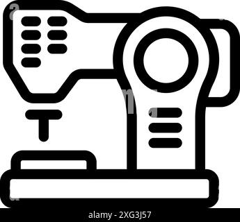 Die elektrische Nähmaschine steht auf einem Tisch und ist bereit zum Nähen und Schneiden Stock Vektor