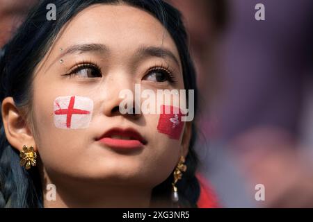 Düsseldorf, Germanien. Juli 2024. Fans während eines Viertelfinalspiels zwischen England und der Schweiz beim Fußball-Turnier der Euro 2024 in Düsseldorf - Esprit Arena, Deutschland - Samstag, 6. Juli 2024. Sport - Fußball . (Foto: Fabio Ferrari/LaPresse) Credit: LaPresse/Alamy Live News Stockfoto