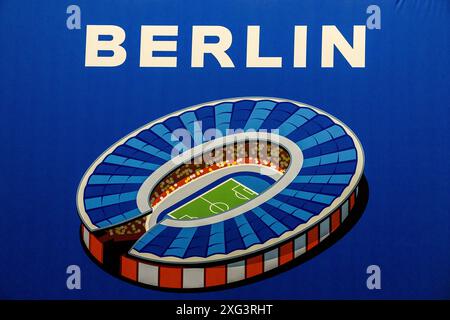 BERLIN, 06.07.2024, Olympiastadion , Fußball-Europameisterschaft Euro2024, Viertelfinalspiel Nr. 47 zwischen den Niederlanden und Turkiye . Überblick über das Stadion. Stockfoto