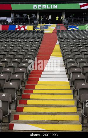 BERLIN, 06.07.2024, Olympiastadion , Fußball-Europameisterschaft Euro2024, Viertelfinalspiel Nr. 47 zwischen den Niederlanden und Turkiye . Überblick über das Stadion. Stockfoto