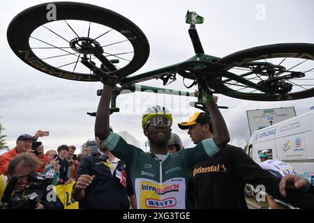 Tour de France 2024 Stage 8, Semur-en-Auxois > Colombey-les-Deux-Eglises Stockfoto