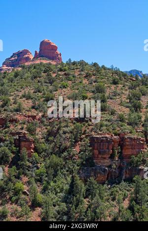 Rote Felsformationen in Eichenbächen Canyon Mauern außerhalb von Sedona Arizona Stockfoto