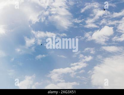 Silhouette des MIG-Kampfjets am bewölkten Himmel Stockfoto