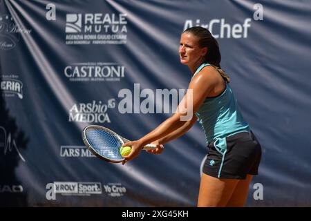 Aurora Zantedeschi (ITA) im Finale des Doppelturniers der Frauen beim BMW Roma Cup&#XA;Zantedeschi-Cavalle gegen Kung-McAdoo Stockfoto