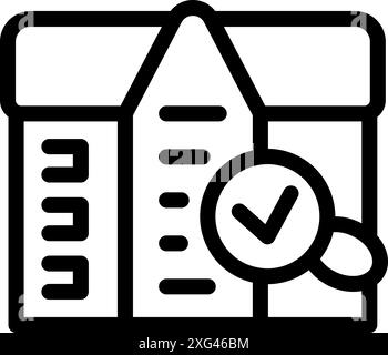 Das Lupenglas überprüft eine Checkliste auf einem Karton, um die Einhaltung der Qualitätsstandards sicherzustellen Stock Vektor