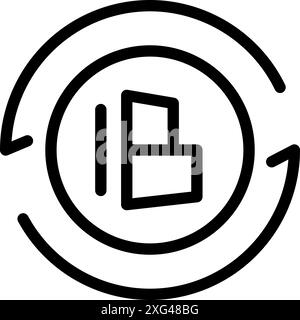 Einfaches, fett gedrucktes Liniensymbol, das den Prozess der Datensynchronisierung darstellt Stock Vektor