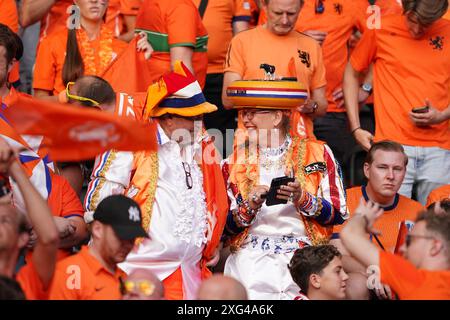 Berlin, Deutschland. Juli 2024. BERLIN, DEUTSCHLAND - 6. JULI: Holland-Fans beim Viertelfinalspiel der UEFA EURO 2024 zwischen den Niederlanden und Turkiye im Olympiastadion am 6. Juli 2024 in Berlin. (Foto von Andre Weening/Orange Pictures) Credit: Orange Pics BV/Alamy Live News Stockfoto