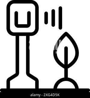 Symbol für einen intelligenten Farm-Sensor, der Daten von einer Pflanze erfasst und den Einsatz von Technologie in der modernen Landwirtschaft unterstreicht Stock Vektor