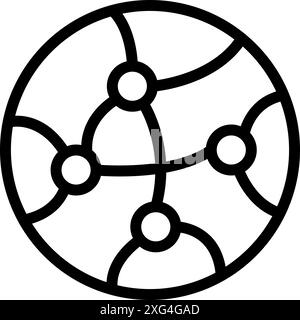 Schwarz-weiß-Symbol für ein Netzwerk, das Punkte auf der ganzen Welt verbindet Stock Vektor