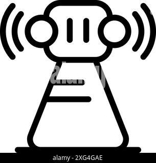 Rundfunkgeräte, die Funkwellen senden Symbol, Umrissstil für Webdesign isoliert auf weißem Hintergrund Stock Vektor