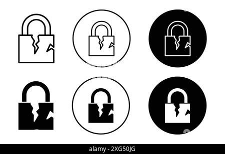Sammlung des Vektorlogos für fehlerhafte Vorhängeschloss für die Web-App-ui Stock Vektor