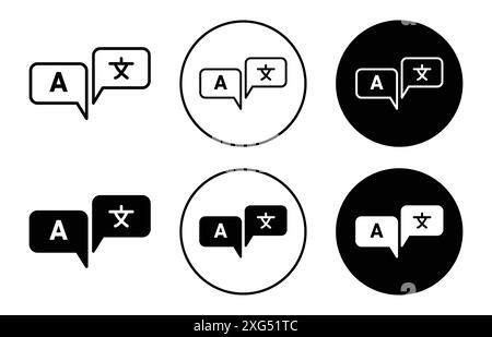 Sammlung von Symbolen für die Sprachübersetzung Vektor-Logo für die Web-App-benutzeroberfläche Stock Vektor