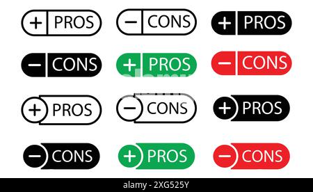 Vor- und Nachteile Symbol-Vektor-Logo-Set-Sammlung für Web-App-ui Stock Vektor