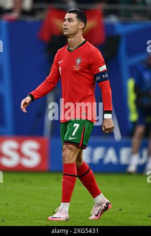 HAMBURG, DEUTSCHLAND - 5. JULI: Cristiano Ronaldo aus Portugal beim Viertelfinale der UEFA EURO 2024 zwischen Portugal und Frankreich im Volksparkstadion Stockfoto