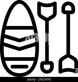 Die schwarze Umrissfigur eines Stand-Up-Paddle-Boards mit Ruder ist das perfekte Design für Ihr Sommerprojekt Stock Vektor