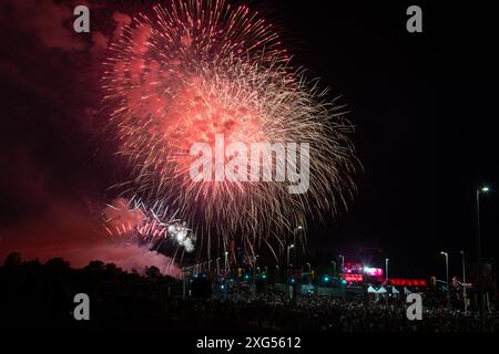 Canada Day Fireworks, Lebreton Flats, Ottawa, Ontario, Kanada, Juli 2024. Stockfoto