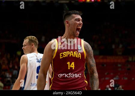 Willy Hernangomez vom spanischen Team, das während des Spiels zwischen Finnland und Spanien beim FIBA Olympic Qualifying Tournament Spanien 2024 Group phas in Aktion war Stockfoto