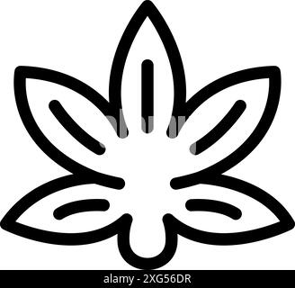 Cannabisblatt-Symbol mit sieben Marihuana-Flugblättern, die auf Zweigen wachsen Stock Vektor
