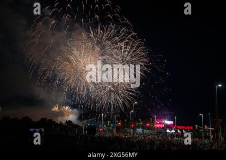 Canada Day Fireworks, Lebreton Flats, Ottawa, Ontario, Kanada, Juli 2024. Stockfoto