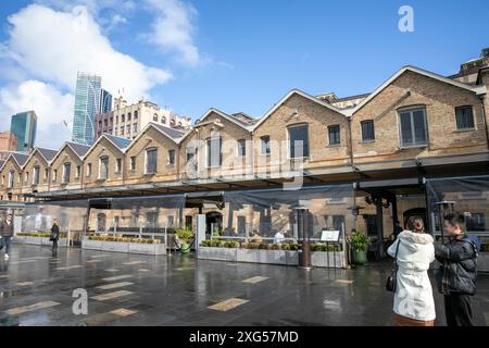 Die Campbell's Stores Campbells Cove ist ein denkmalgeschütztes ehemaliges Lagerhaus im Stadtteil The Rocks in Sydney, NSW, Australien Stockfoto