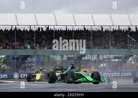 05 MALONY Zane (bar), Rodin Motorsport, Dallara F2 2024, Action während der 8. Runde der FIA Formel 2 Championship 2024 vom 5. Bis 7. Juli 2024 auf dem Silverstone Circuit in Silverstone, Großbritannien Stockfoto