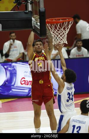 VALENCIA, SPANIEN, 6. Juli 2024, Willy Hernangmez aus Spanien während des Olympischen Qualifikationsturniers der FIBA gegen den Libanon, Credit Eduardo Ripoll. Stockfoto